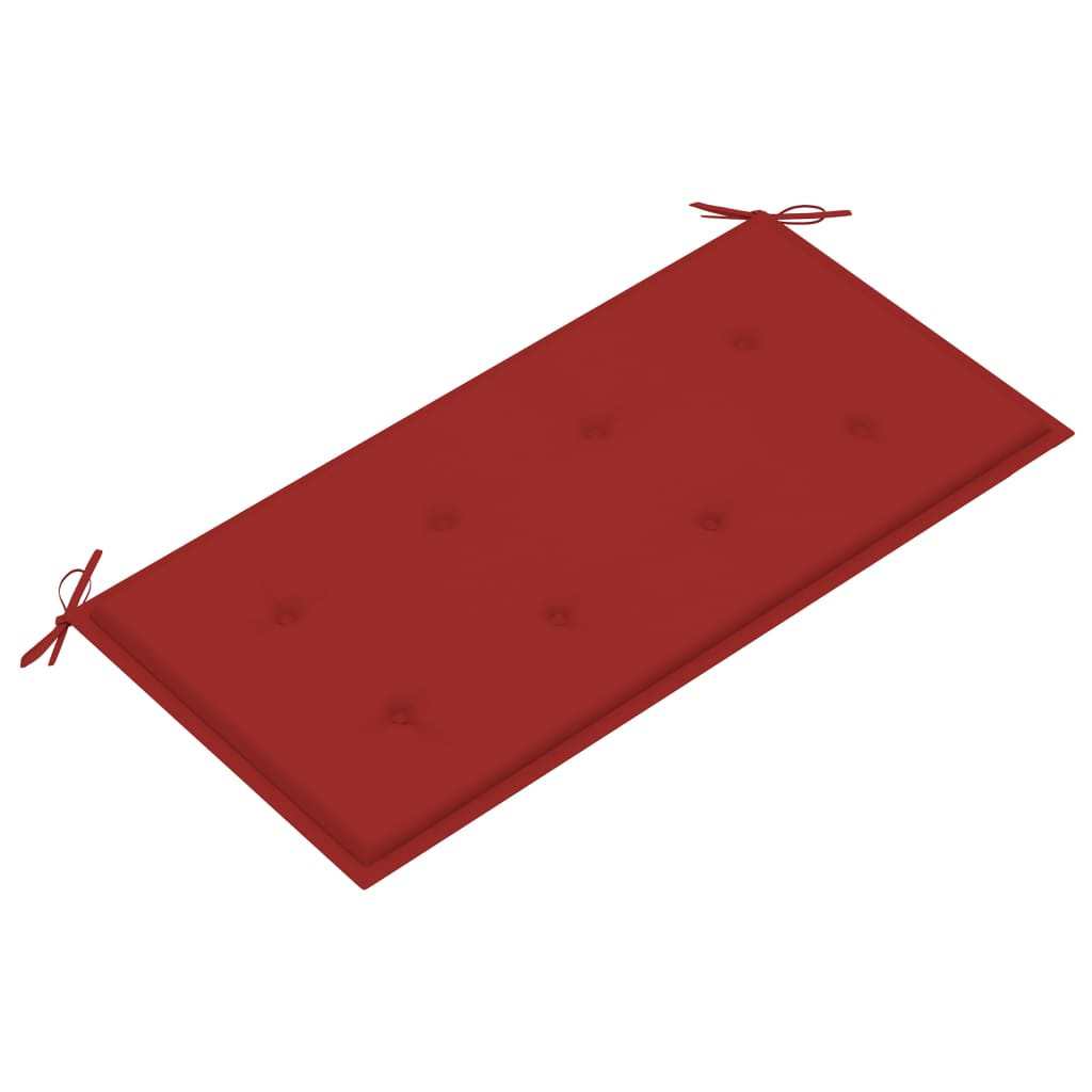 Tuinbank Met Rood Kussen 112 Cm Massief Teakhout