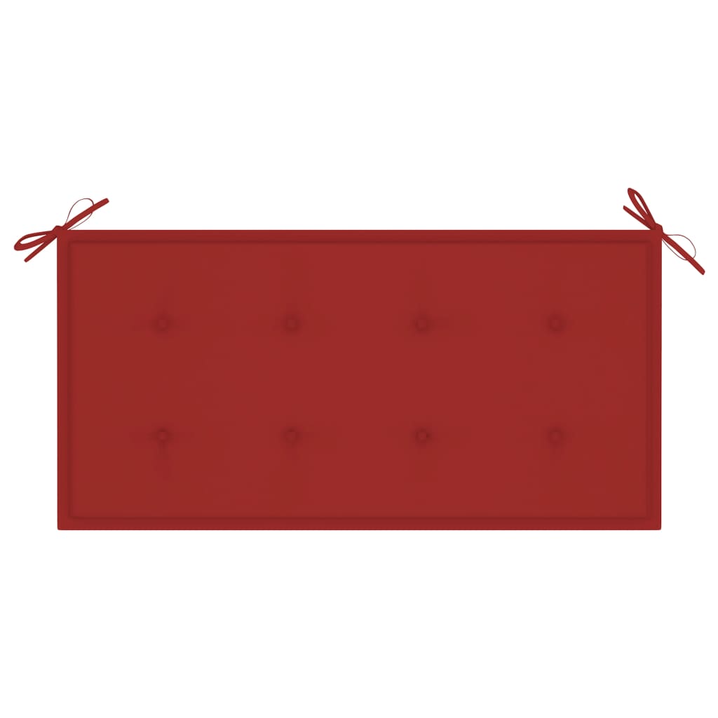 Tuinbank Met Rood Kussen 112 Cm Massief Teakhout