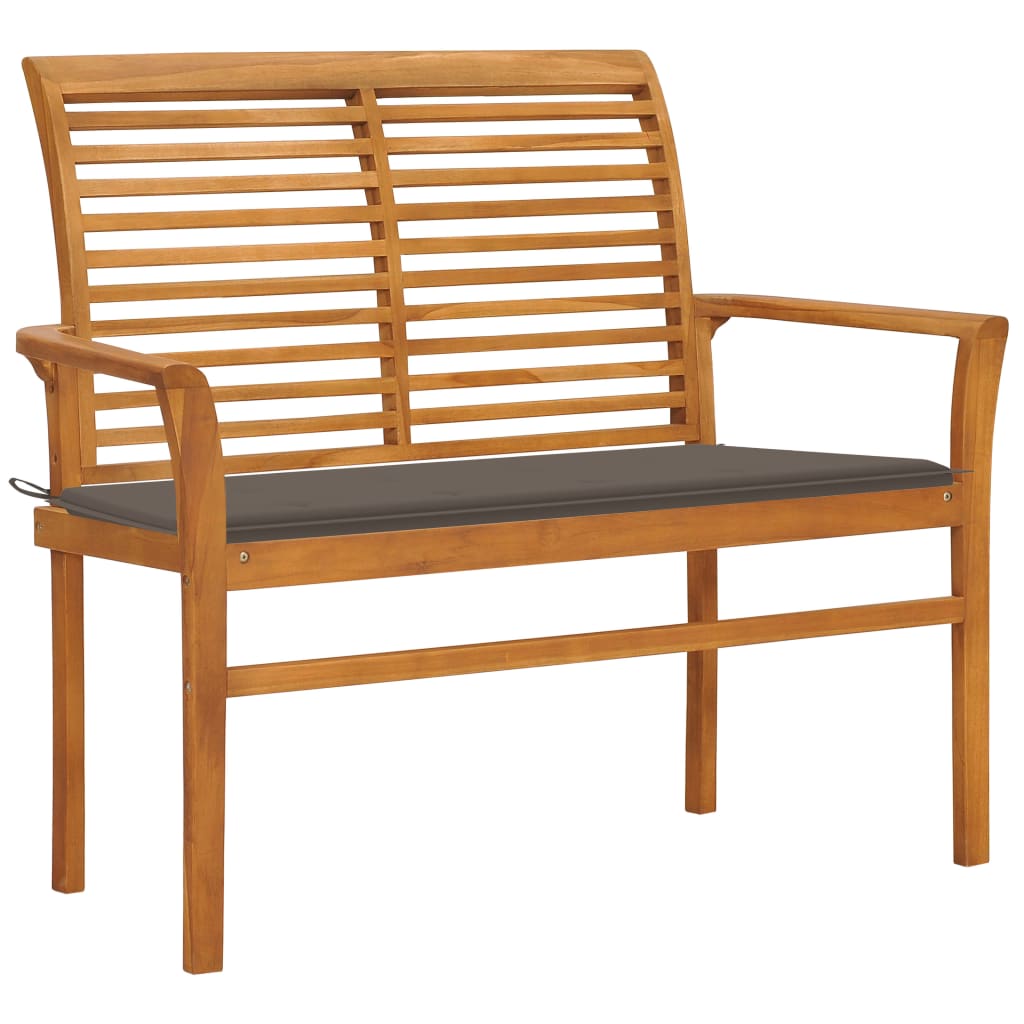 Tuinbank Met Taupe Kussen 112 Cm Massief Teakhout