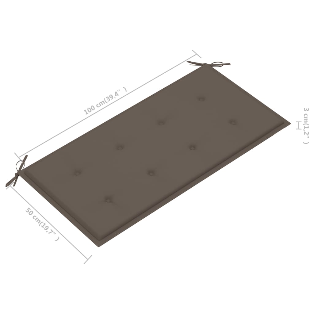 Tuinbank Met Taupe Kussen 112 Cm Massief Teakhout