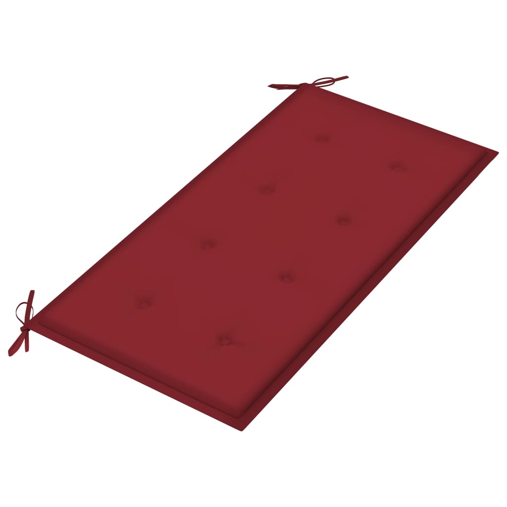 Tuinbank Met Wijnrood Kussen 112 Cm Massief Teakhout