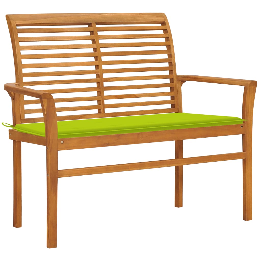 Tuinbank Met Heldergroen Kussen 112 Cm Massief Teakhout