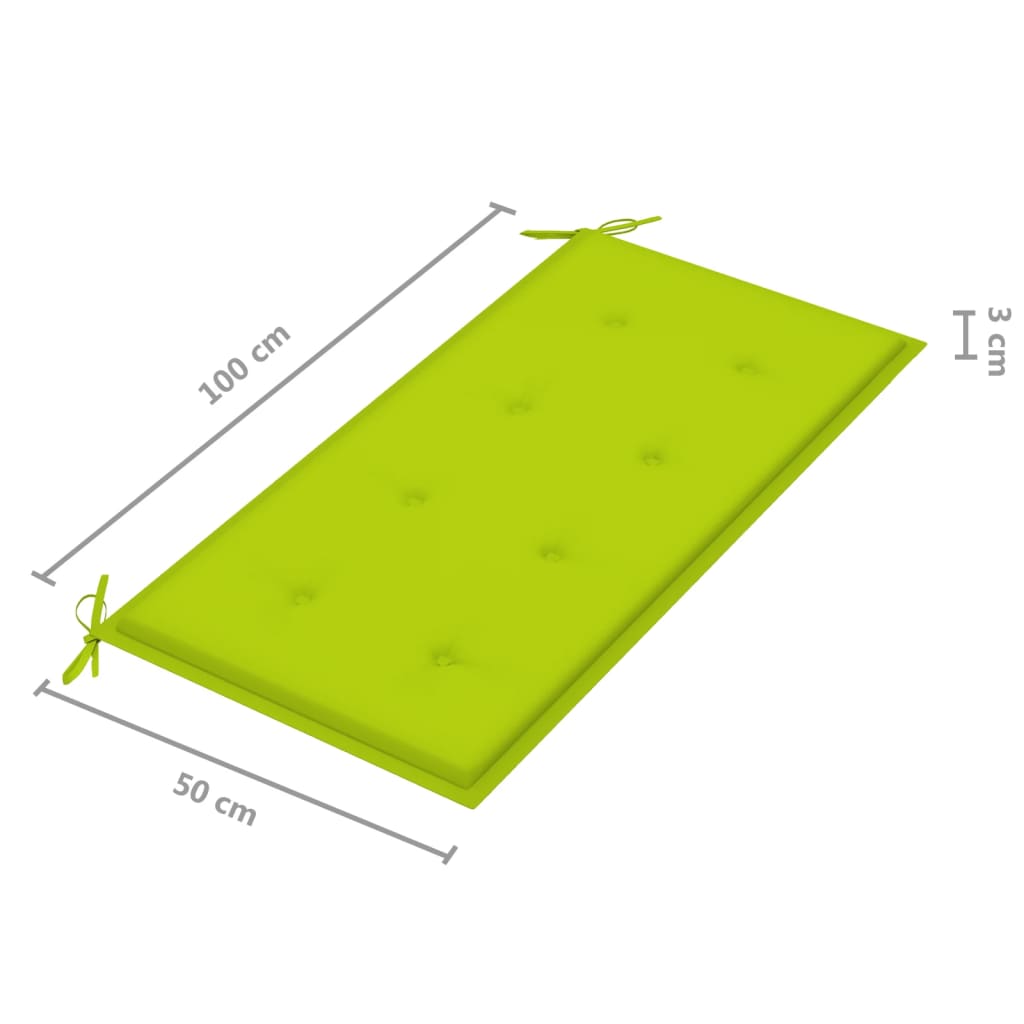Tuinbank Met Heldergroen Kussen 112 Cm Massief Teakhout
