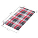 Tuinbank met rood geruit kussen 112 cm massief teakhout