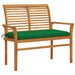 Tuinbank met groen kussen 112 cm massief teakhout