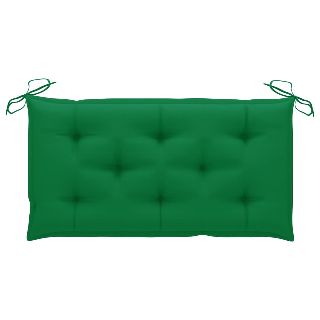 Tuinbank met groen kussen 112 cm massief teakhout