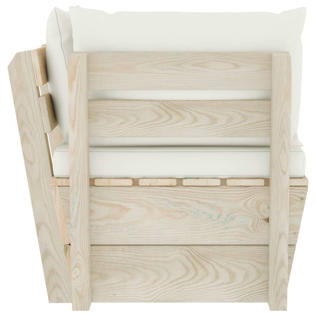 Tuinhoekbank Met Kussens Pallet Geïmpregneerd Vurenhout 1 Crèmewit
