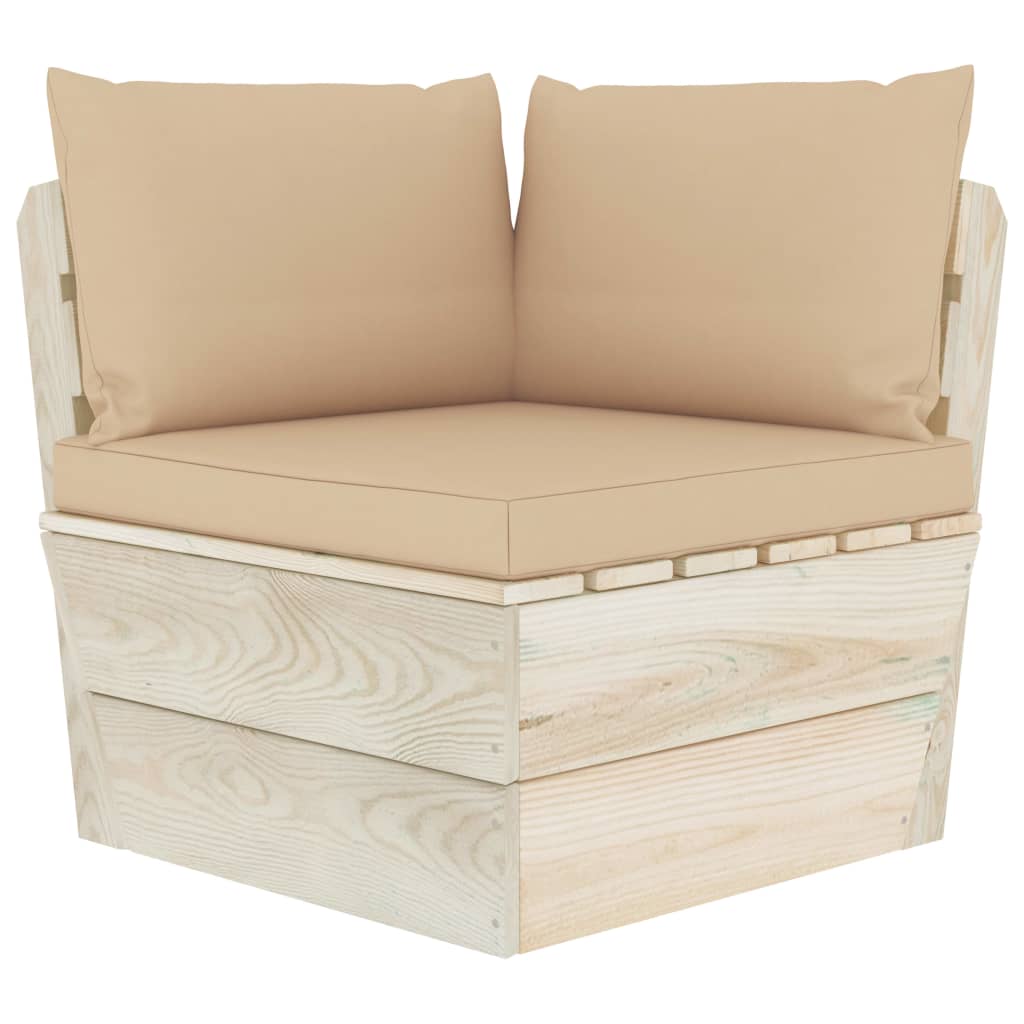 Tuinhoekbank Met Kussens Pallet Geïmpregneerd Vurenhout 1 Beige