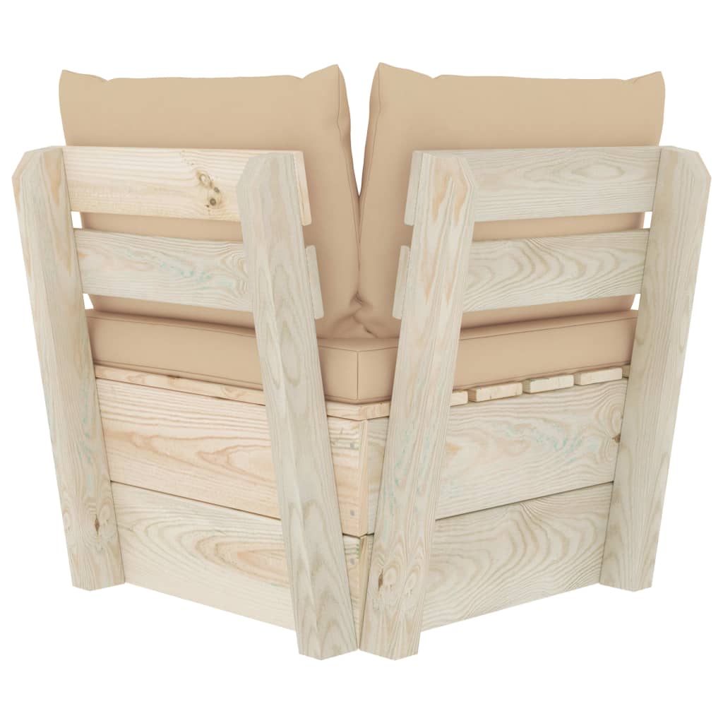 Tuinhoekbank Met Kussens Pallet Geïmpregneerd Vurenhout 1 Beige