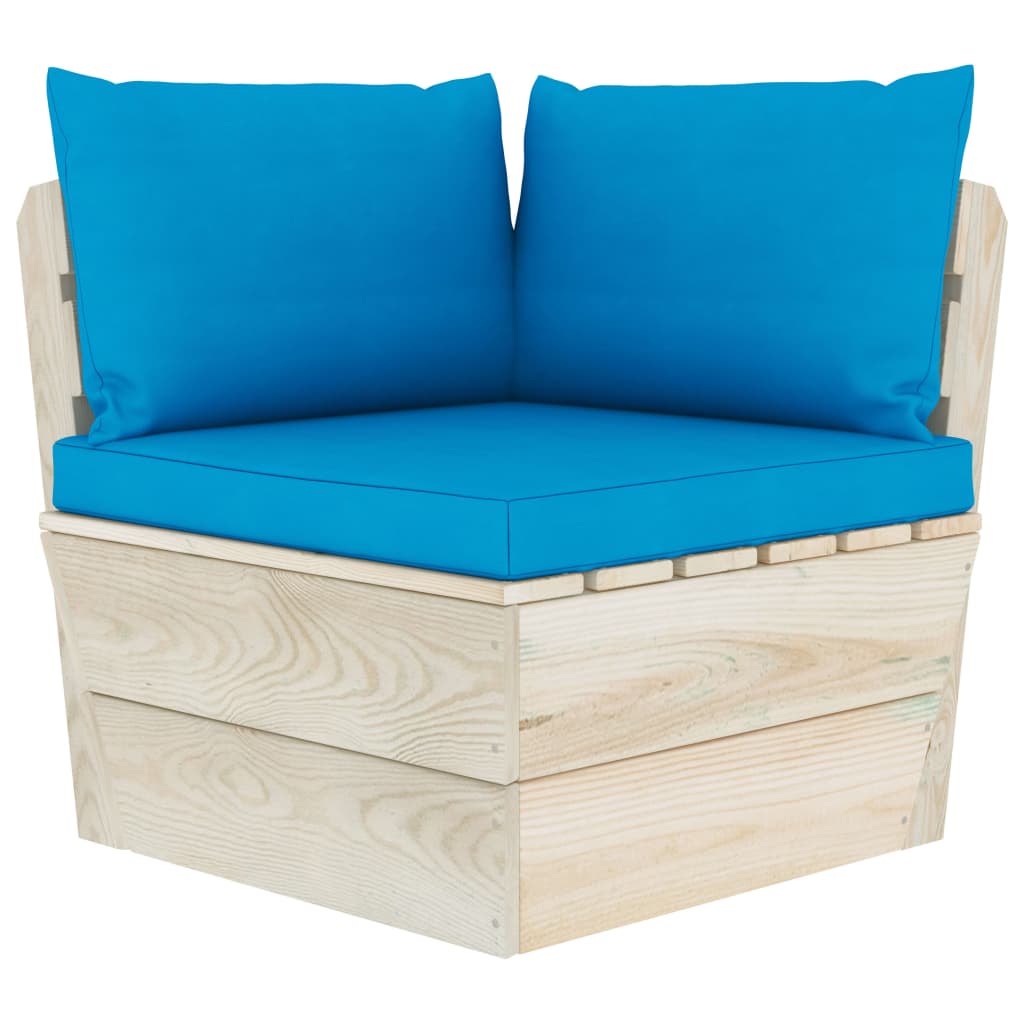 Tuinhoekbank Met Kussens Pallet Geïmpregneerd Vurenhout 1 lichtblauw