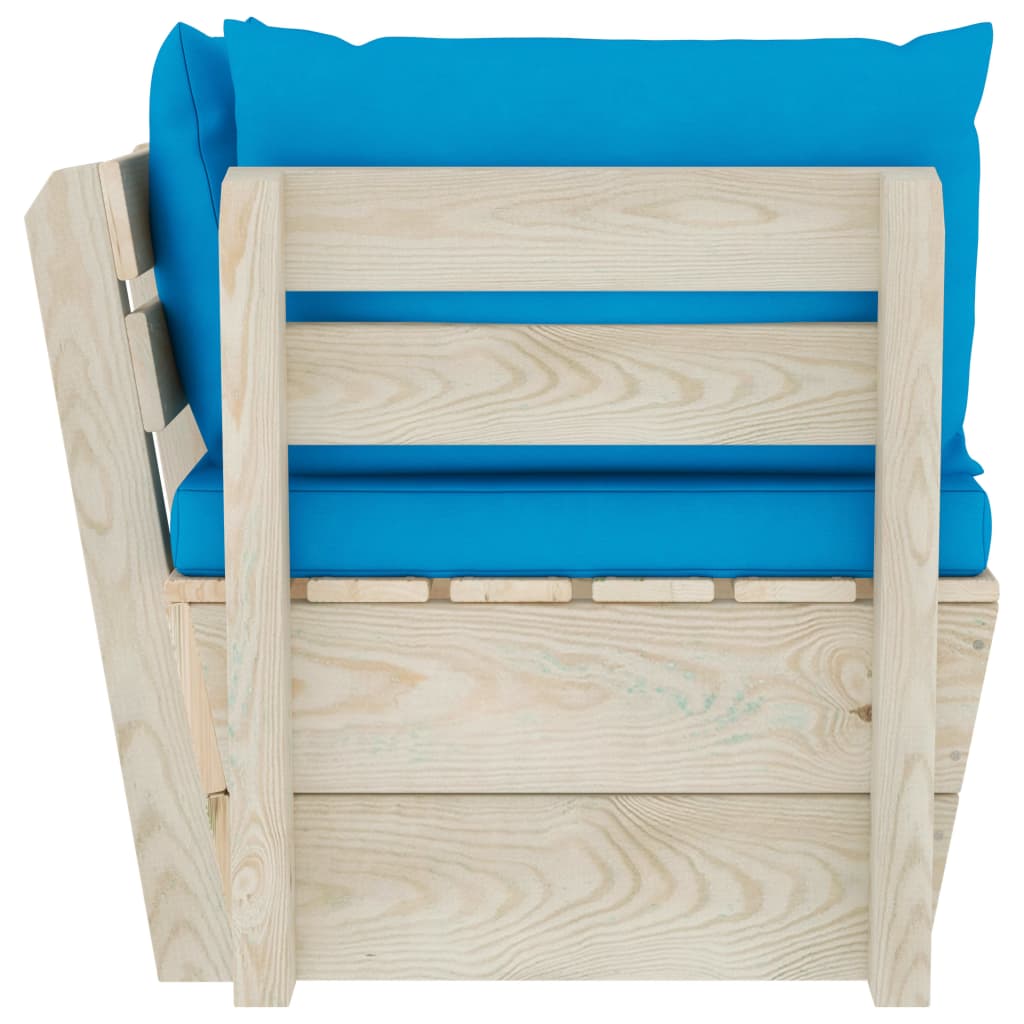 Tuinhoekbank Met Kussens Pallet Geïmpregneerd Vurenhout 1 lichtblauw