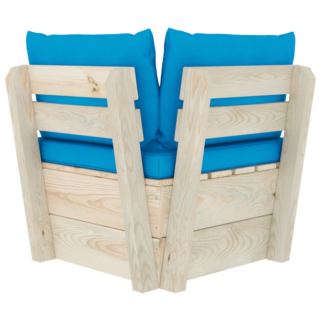 Tuinhoekbank Met Kussens Pallet Geïmpregneerd Vurenhout 1 lichtblauw