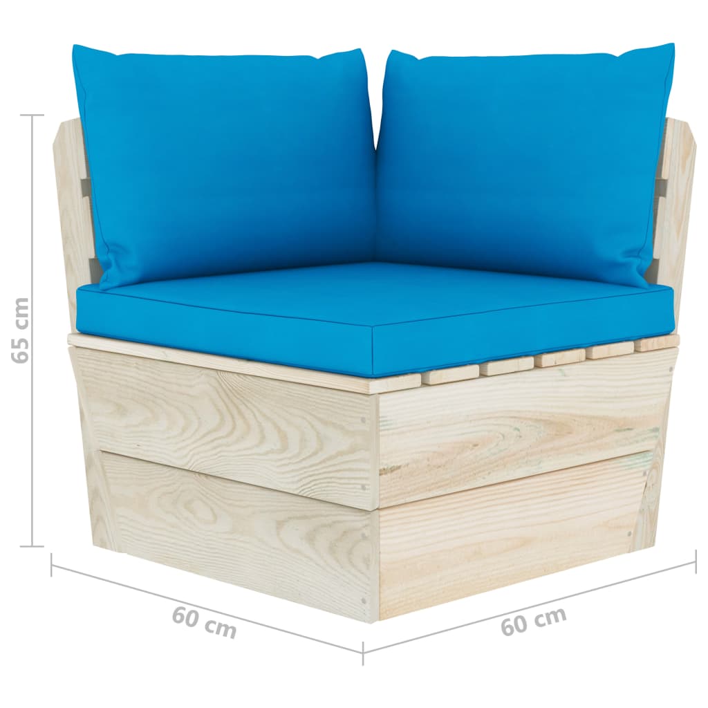 Tuinhoekbank Met Kussens Pallet Geïmpregneerd Vurenhout 1 lichtblauw