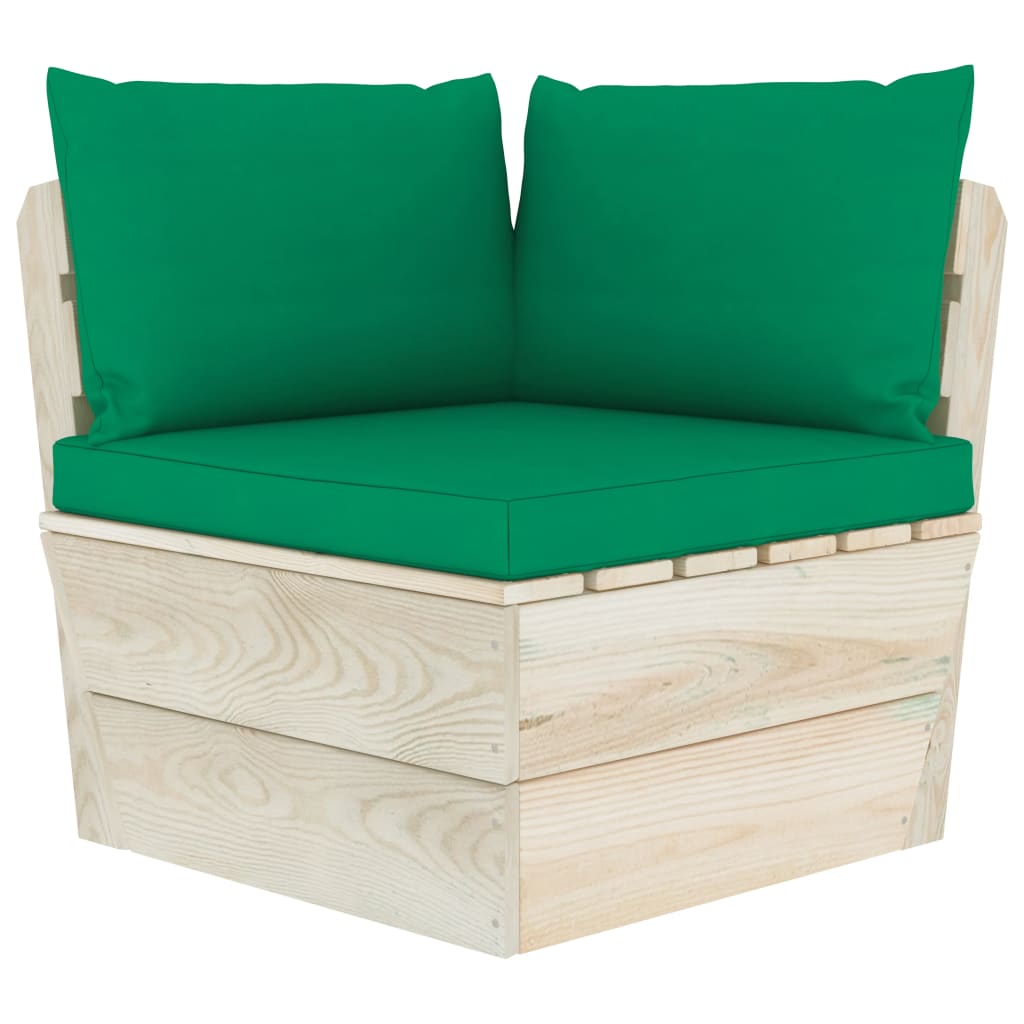Tuinhoekbank Met Kussens Pallet Geïmpregneerd Vurenhout 1 Groen
