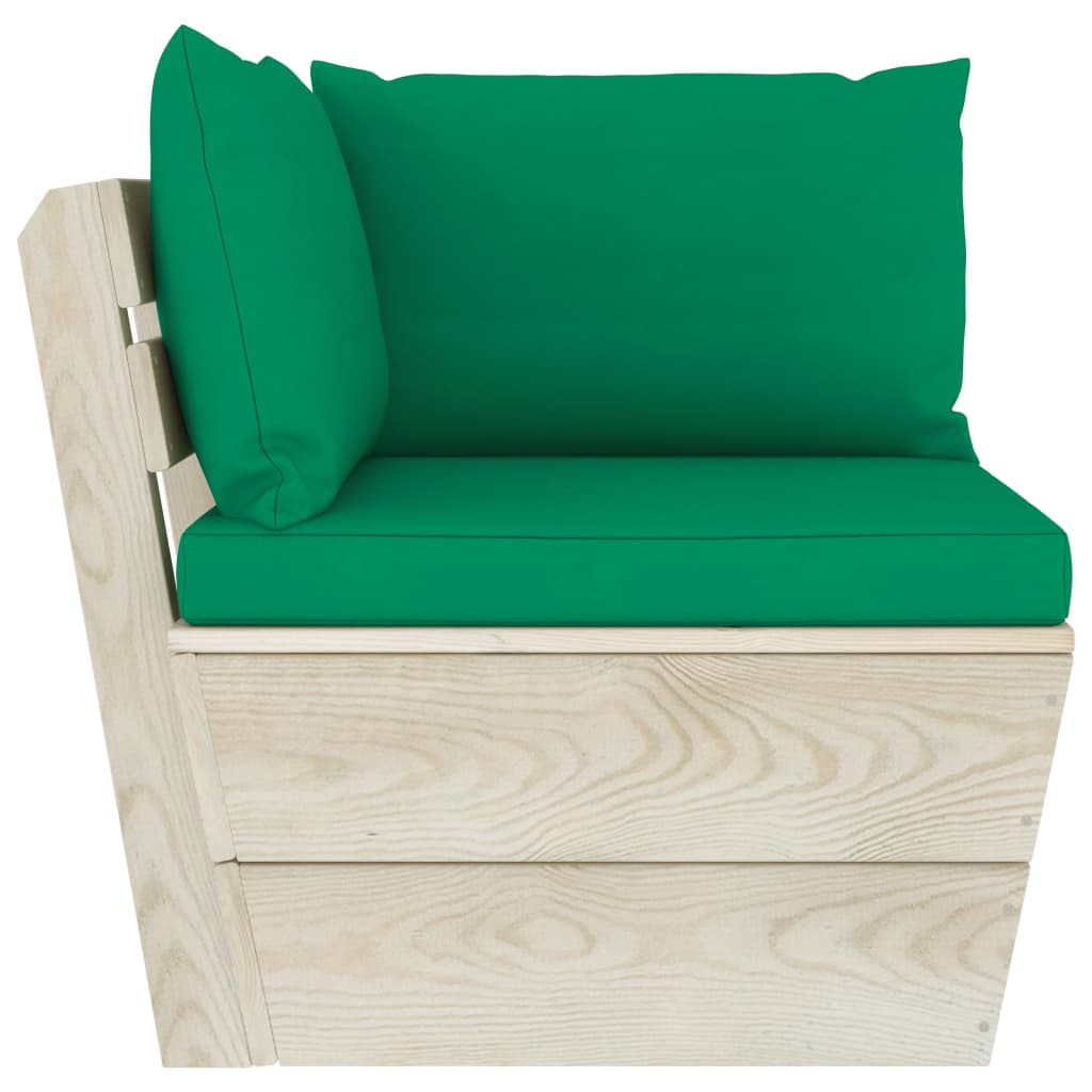 Tuinhoekbank Met Kussens Pallet Geïmpregneerd Vurenhout 1 Groen