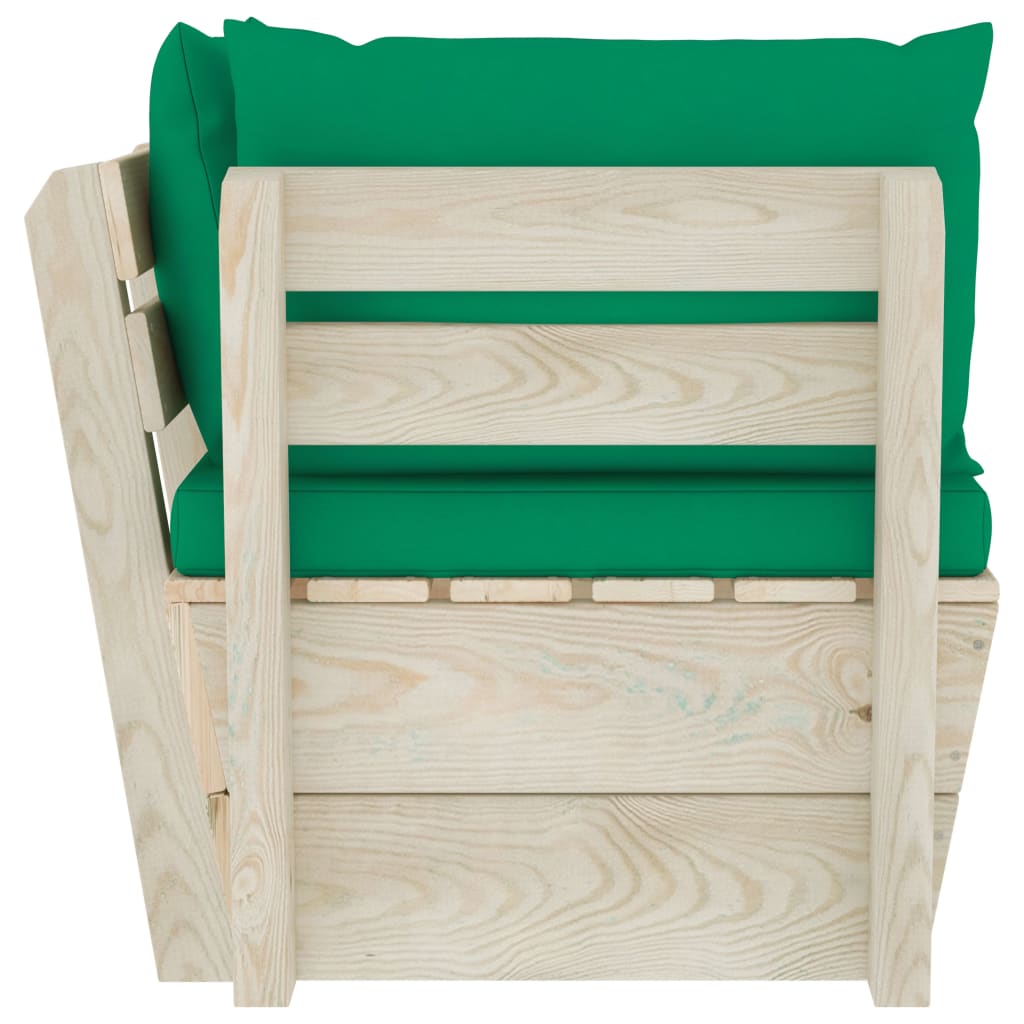 Tuinhoekbank Met Kussens Pallet Geïmpregneerd Vurenhout 1 Groen