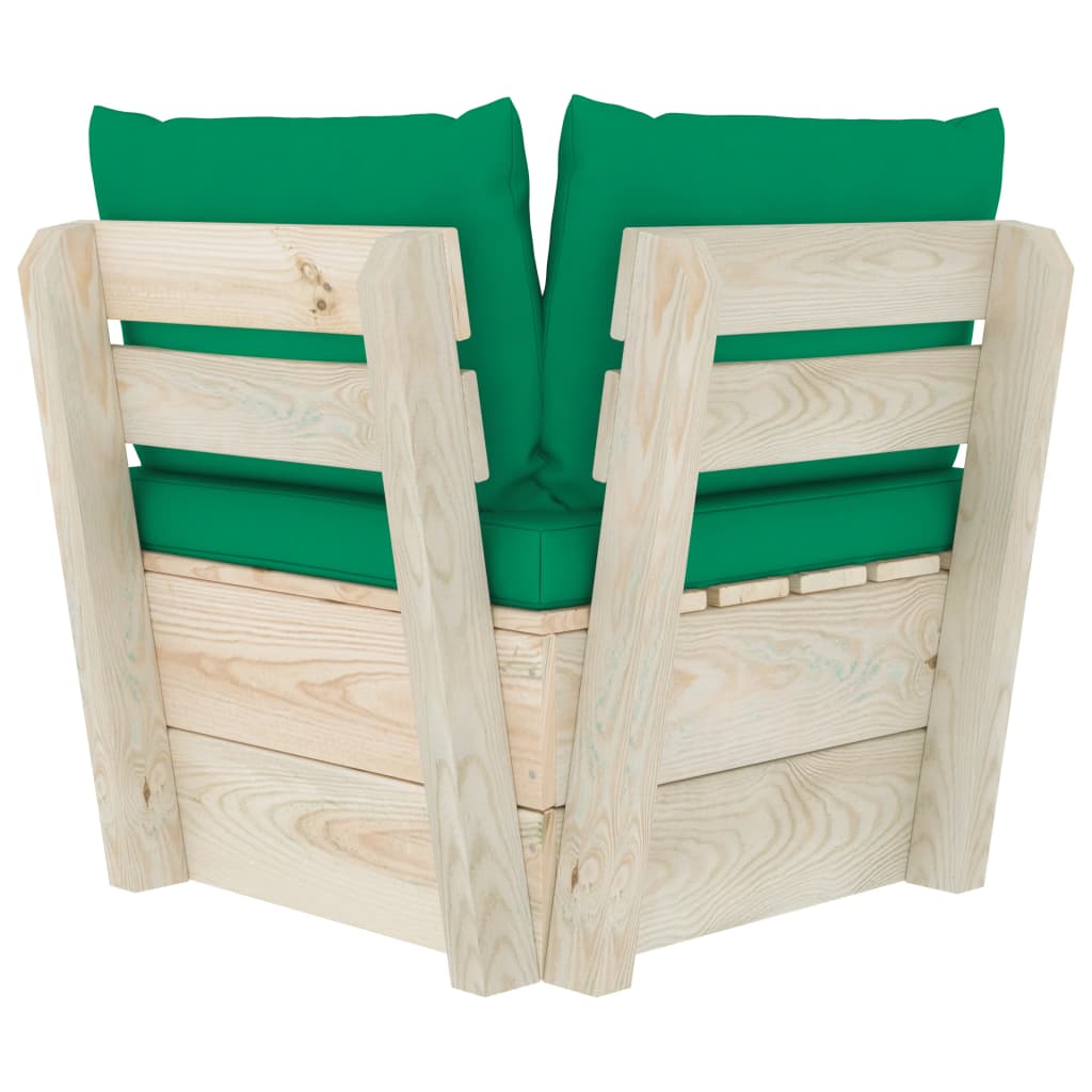 Tuinhoekbank Met Kussens Pallet Geïmpregneerd Vurenhout 1 Groen