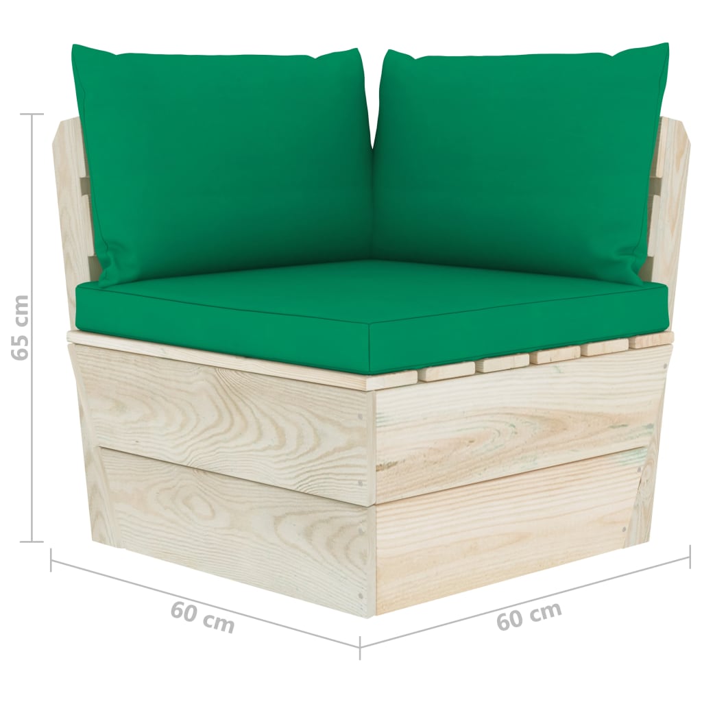 Tuinhoekbank Met Kussens Pallet Geïmpregneerd Vurenhout 1 Groen