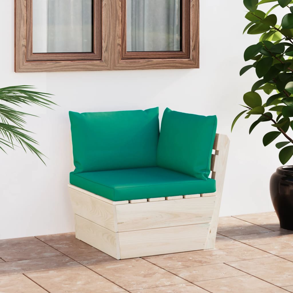 Tuinhoekbank Met Kussens Pallet Geïmpregneerd Vurenhout 1 Groen