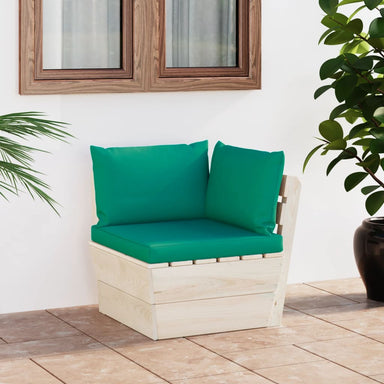 Tuinhoekbank Met Kussens Pallet Geïmpregneerd Vurenhout 1 Groen