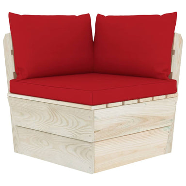 Tuinhoekbank Met Kussens Pallet Geïmpregneerd Vurenhout 1 Rood