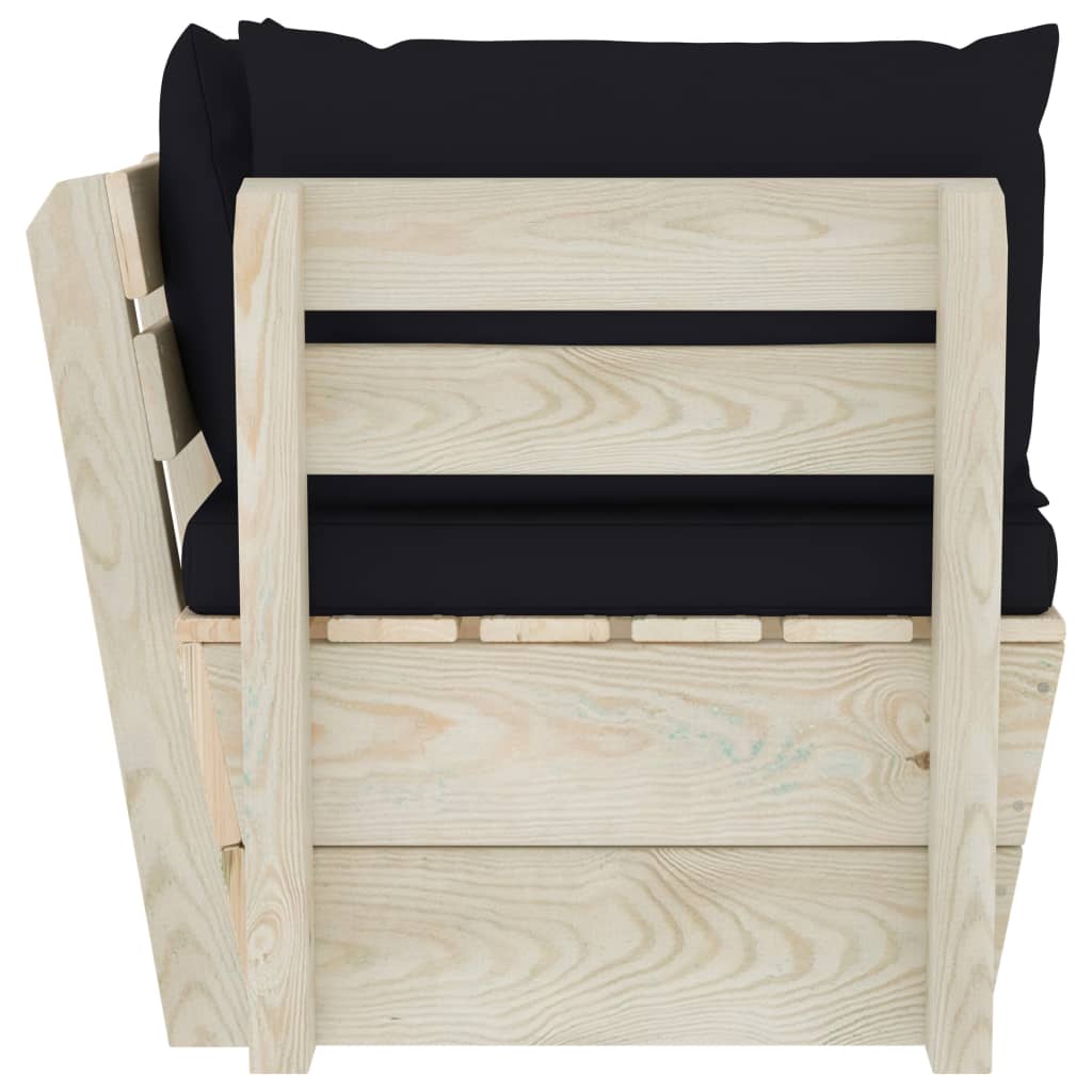 Tuinhoekbank Met Kussens Pallet Geïmpregneerd Vurenhout 1 Zwart