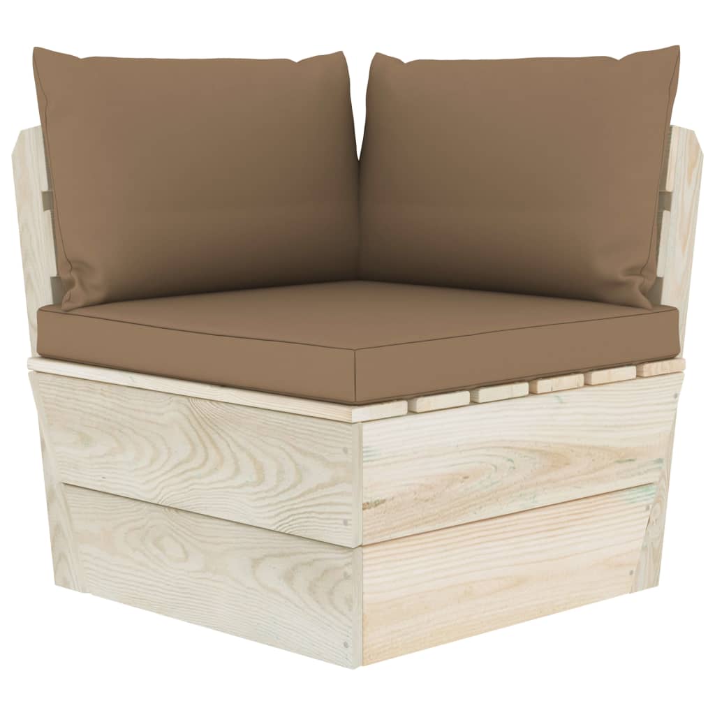 Tuinhoekbank Met Kussens Pallet Geïmpregneerd Vurenhout 1 Taupe