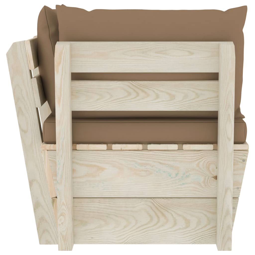 Tuinhoekbank Met Kussens Pallet Geïmpregneerd Vurenhout 1 Taupe