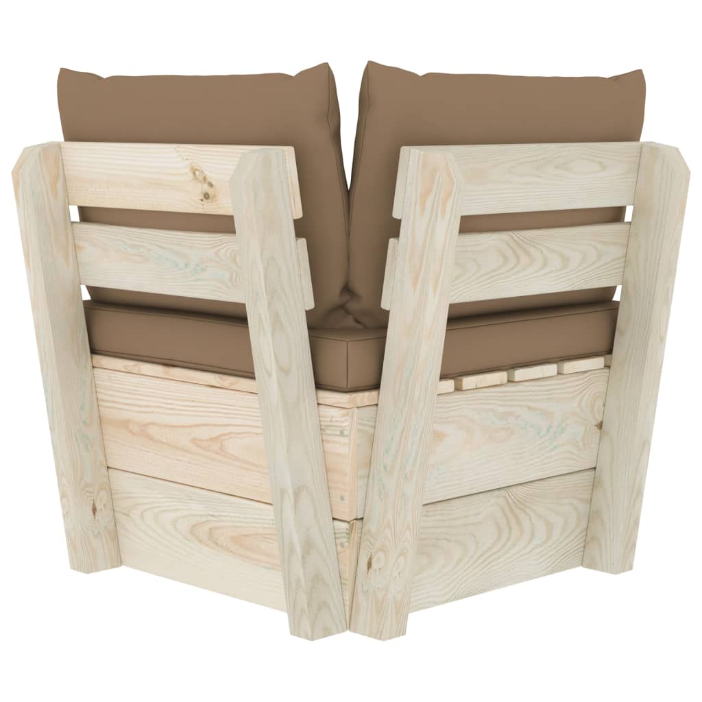 Tuinhoekbank Met Kussens Pallet Geïmpregneerd Vurenhout 1 Taupe
