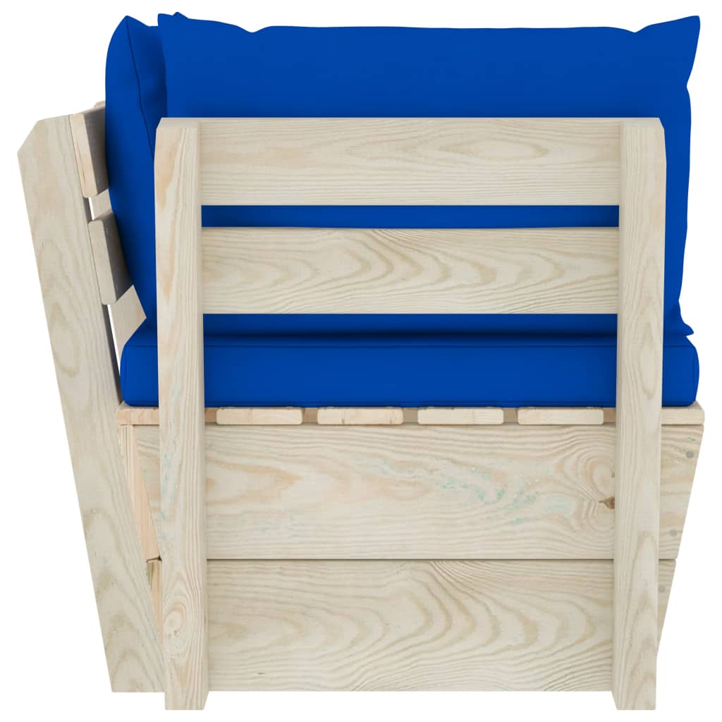 Tuinhoekbank Met Kussens Pallet Geïmpregneerd Vurenhout 1 Blauw