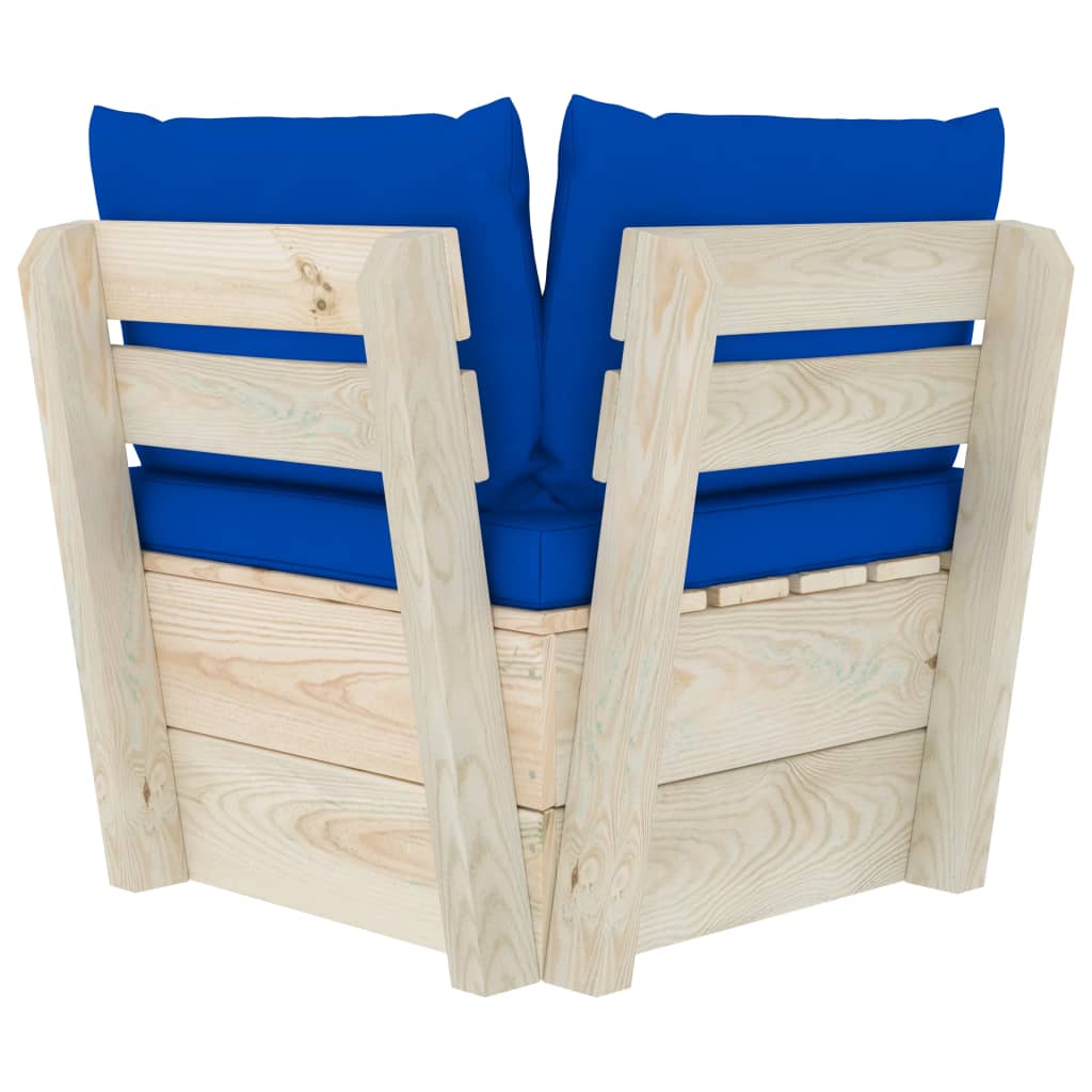 Tuinhoekbank Met Kussens Pallet Geïmpregneerd Vurenhout 1 Blauw