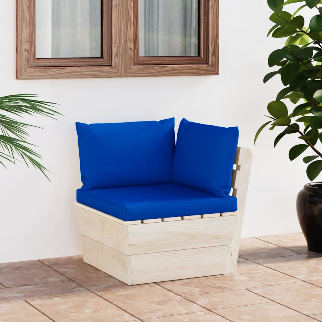Tuinhoekbank Met Kussens Pallet Geïmpregneerd Vurenhout 1 Blauw