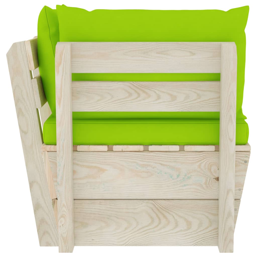 Tuinhoekbank Met Kussens Pallet Geïmpregneerd Vurenhout 1 Heldergroen