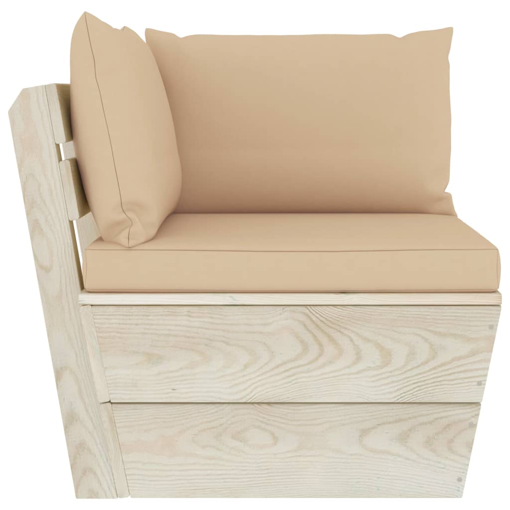 Tuinbank 2-Zits Met Kussens Pallet Vurenhout 1 Beige Tweezitsbank