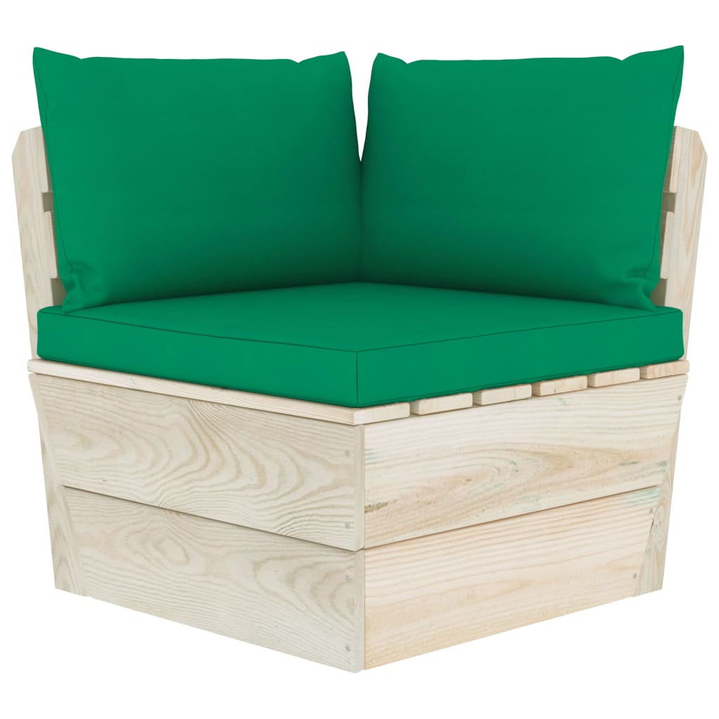 Tuinbank 2-Zits Met Kussens Pallet Vurenhout 1 Groen Tweezitsbank