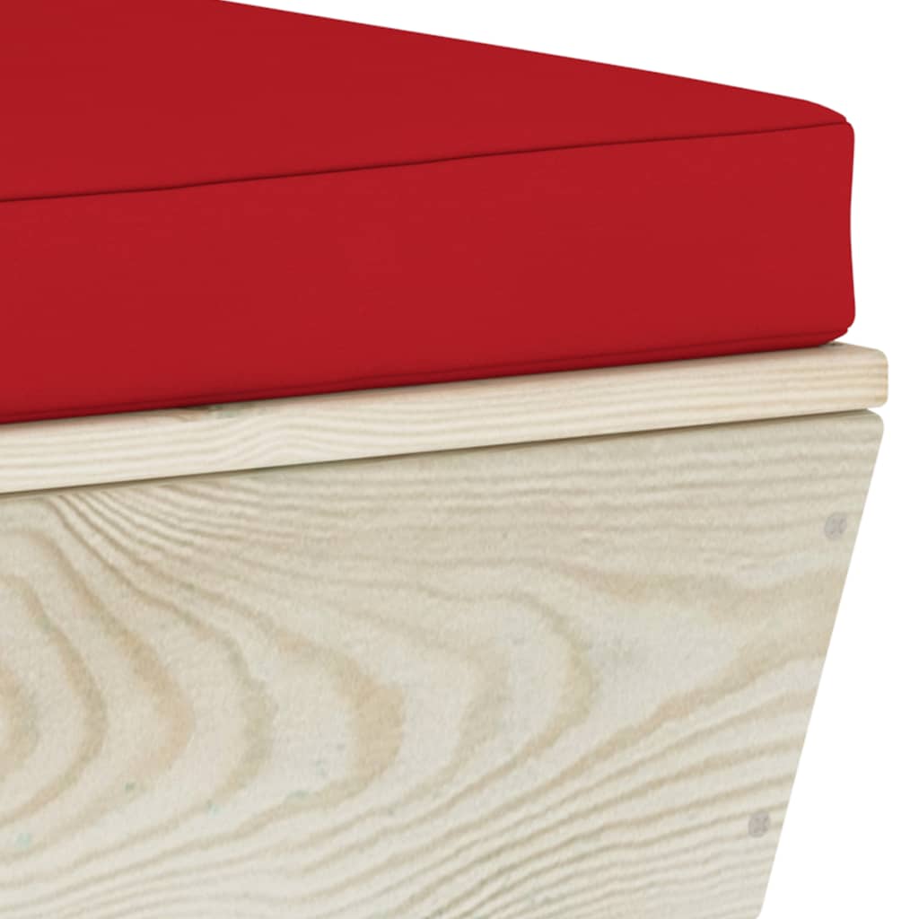 Tuinbank 2-Zits Met Kussens Pallet Vurenhout 1 Rood Tweezitsbank