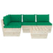 5-Delige Loungeset Met Kussens Pallet Vurenhout 1 Groen hoek + 3x midden + Tafel