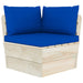5-Delige Loungeset Met Kussens Pallet Vurenhout 1 Blauw hoek + 3x midden + Tafel