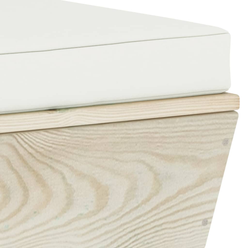 6-Delige Loungeset Met Kussens Pallet Vurenhout 1 Crème hoek + 2x midden + Tafel + 2x voetensteun