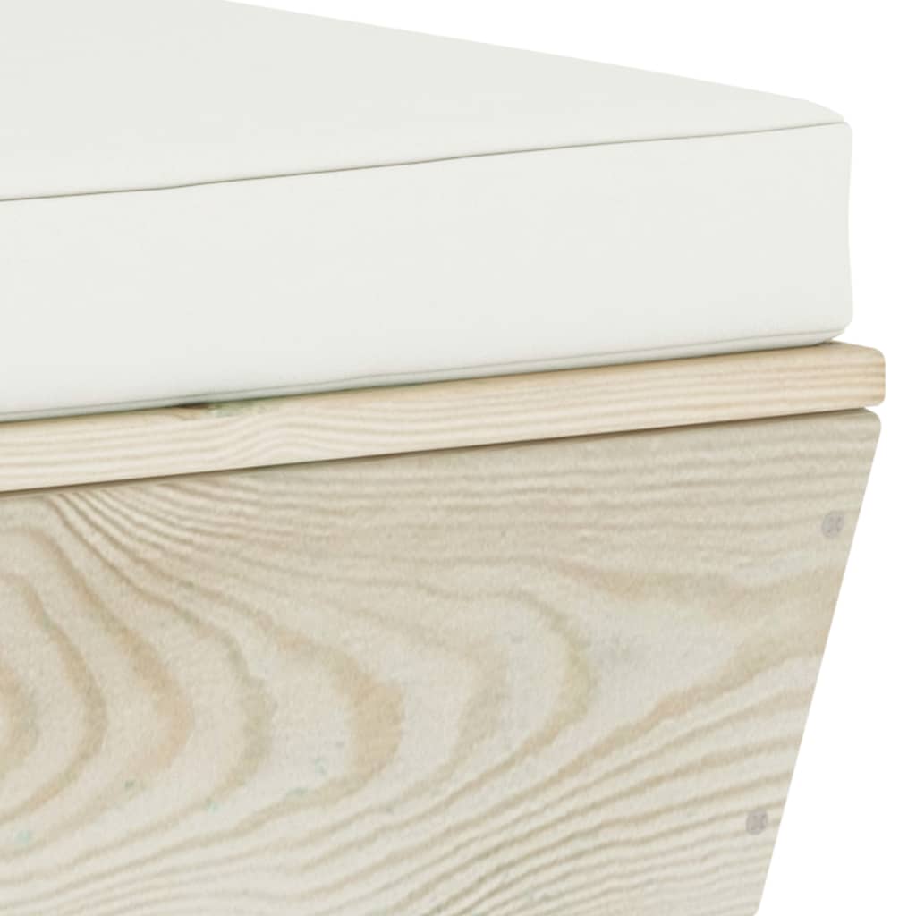 6-Delige Loungeset Met Kussens Pallet Vurenhout 1 Crème 2x hoek + 2x midden + Tafel + voetensteun