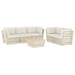 6-Delige Loungeset Met Kussens Pallet Vurenhout 1 Crème 4x hoek + midden + Tafel