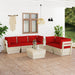 6-Delige Loungeset Met Kussens Pallet Vurenhout 1 Rood 4x hoek + midden + Tafel