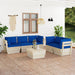 6-Delige Loungeset Met Kussens Pallet Vurenhout 1 Blauw 4x hoek + midden + Tafel