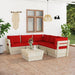 6-Delige Loungeset Met Kussens Pallet Vurenhout 1 Rood 3x hoek + 2x midden + Tafel
