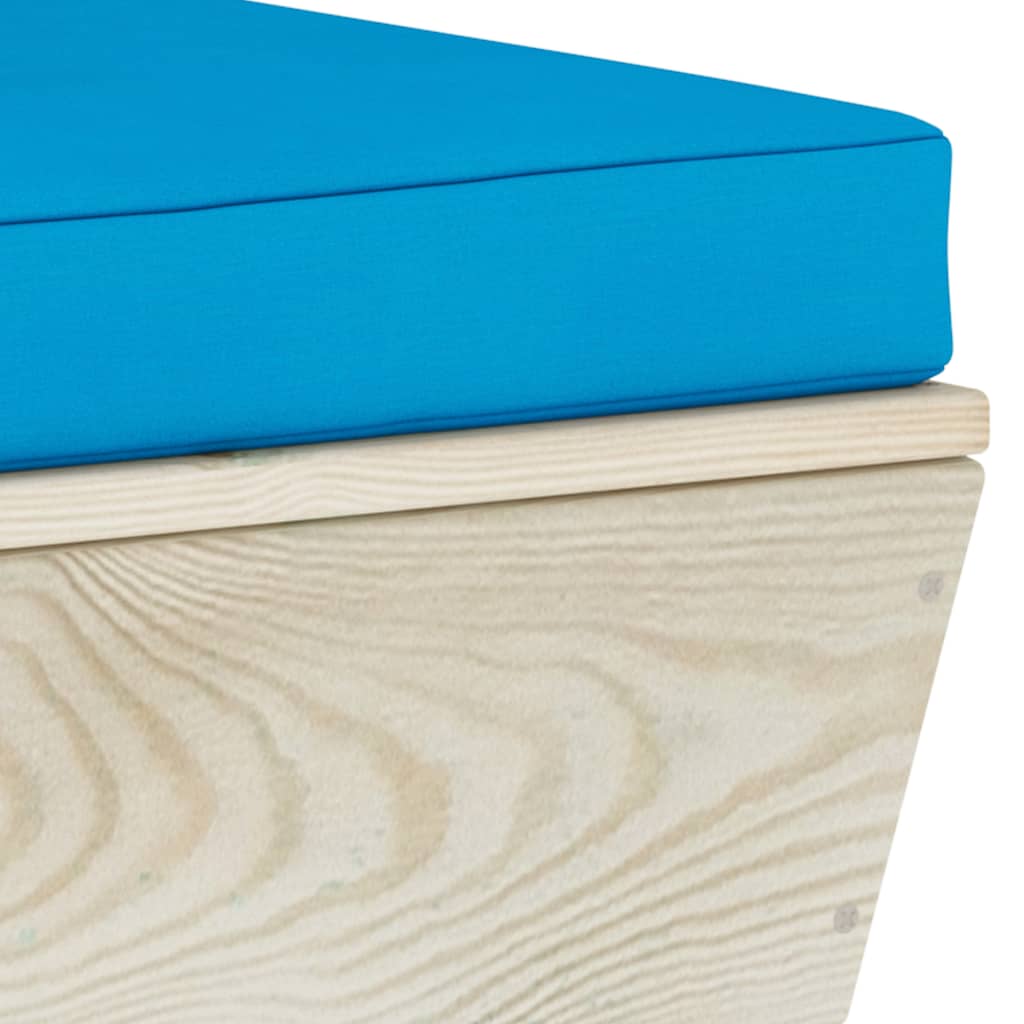 6-Delige Loungeset Met Kussens Pallet Vurenhout 1 lichtblauw 2x midden + 3x hoek + Tafel