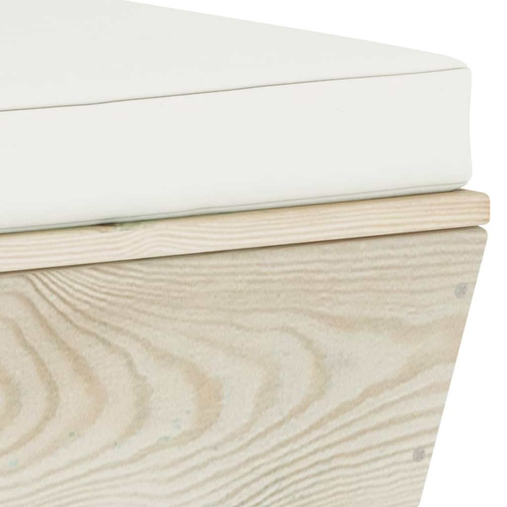 7-Delige Loungeset Met Kussens Pallet Vurenhout 1 Crème 2x hoek + 2x midden + Tafel + 2x voetensteun