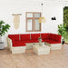 7-Delige Loungeset Met Kussens Pallet Vurenhout 1 Rood 2x hoek + 4x midden + Tafel