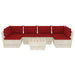 7-Delige Loungeset Met Kussens Pallet Vurenhout 1 Wijnrood 2x hoek + 4x midden + Tafel