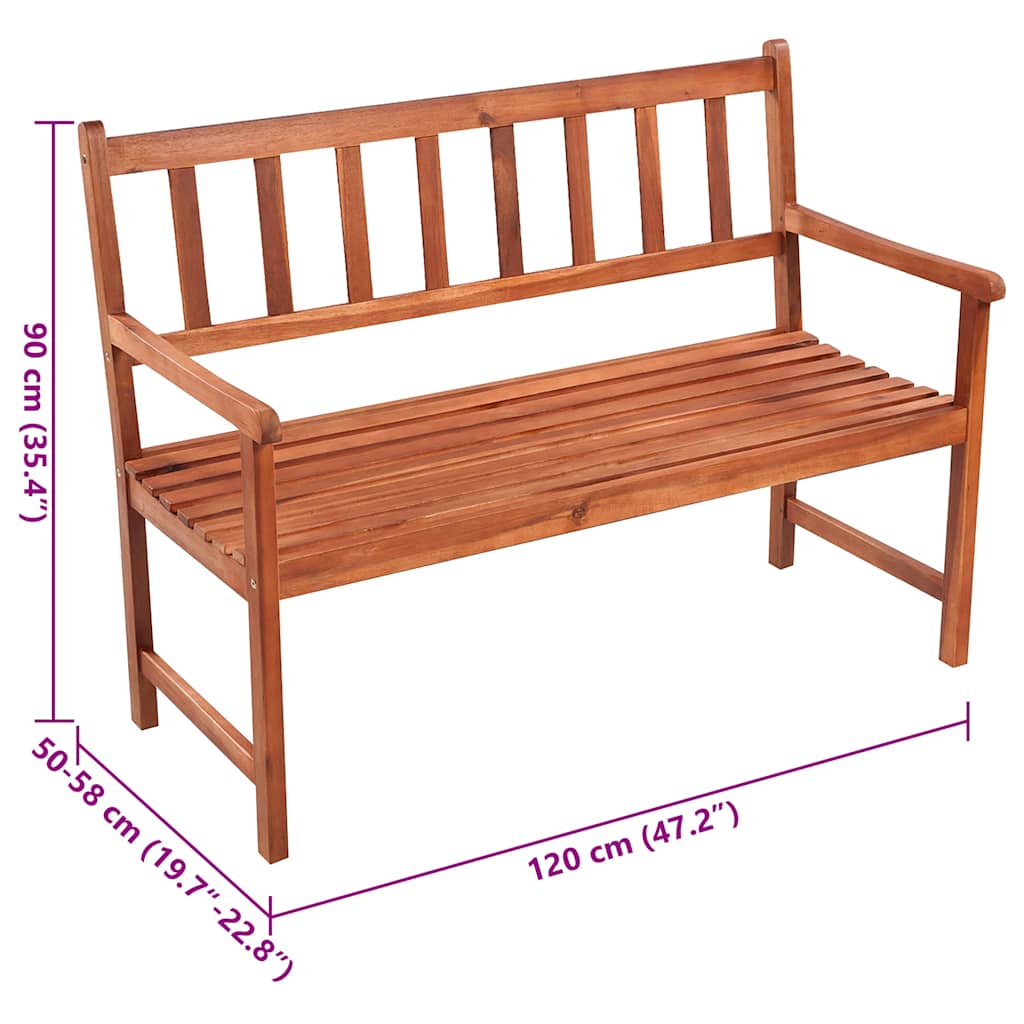 Tuinbank met kussen 120 cm massief acaciahout
