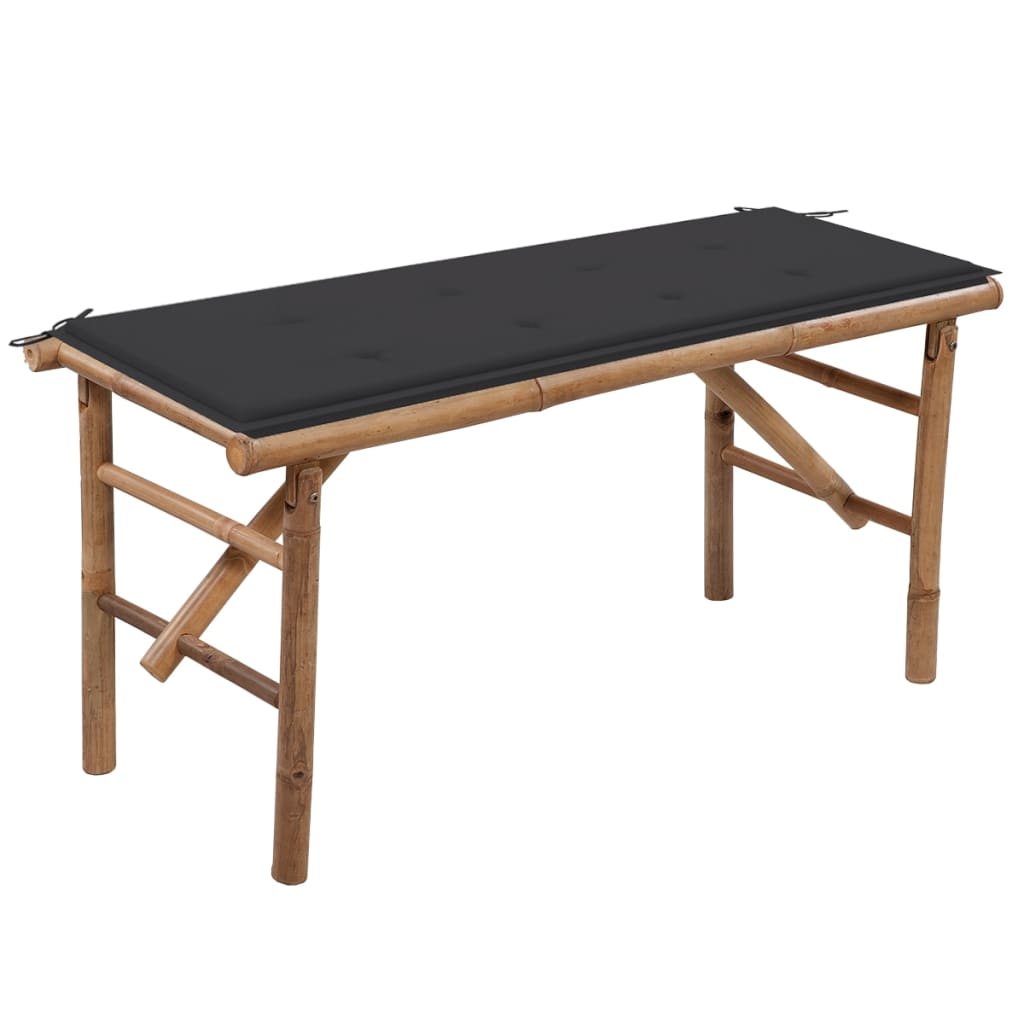 Tuinbank Inklapbaar Met Kussen 118 Cm Bamboe 120 x 50 x 4 cm Antraciet